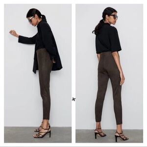 Zara - Faux Brown Suede Leggings - NWT - Size Small